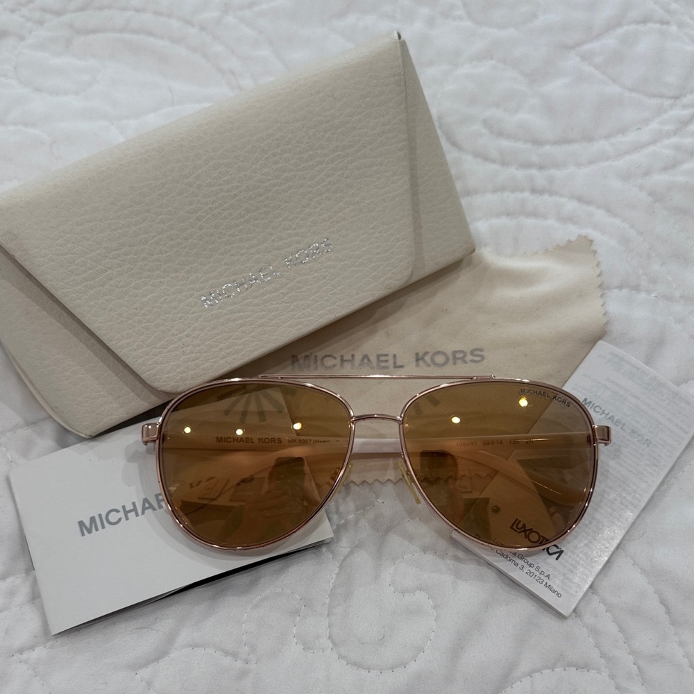 Michael Kors Rose Gold-Tinted Aviator Sunglasses